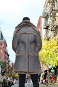 Gray Shearling with Silver Fox Collar