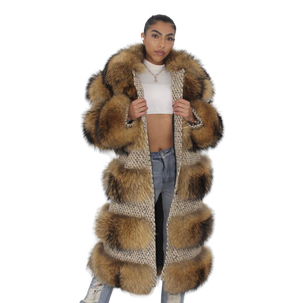 Natural Fox Long Coat