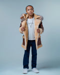 Kids Shearling with Fox Trim Hood