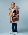 Kids Shearling with Fox Trim Hood