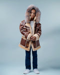 Kids Shearling with Fox Trim Hood