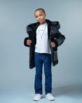 Kids Shearling with Fox Trim Hood