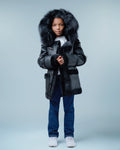 Kids Shearling with Fox Trim Hood