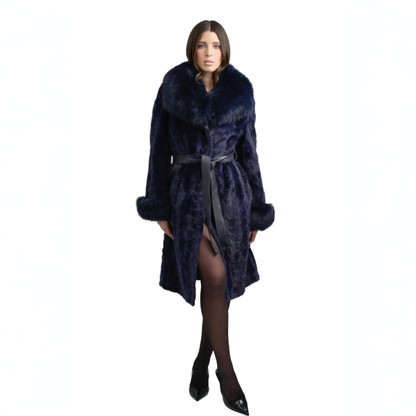 Mink Full Length Coat with Fox Fur Trim