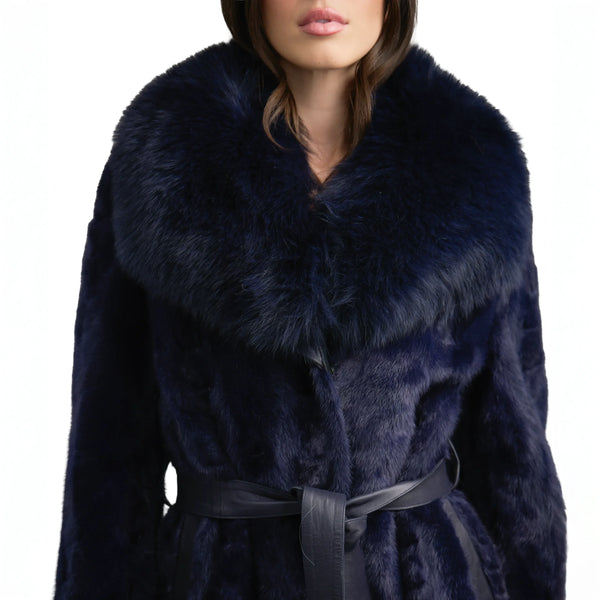Mink Full Length Coat with Fox Fur Trim