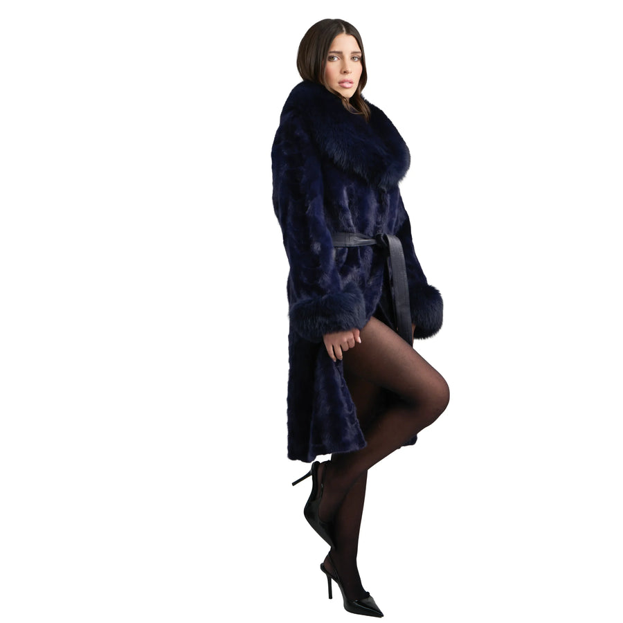 Mink Full Length Coat with Fox Fur Trim