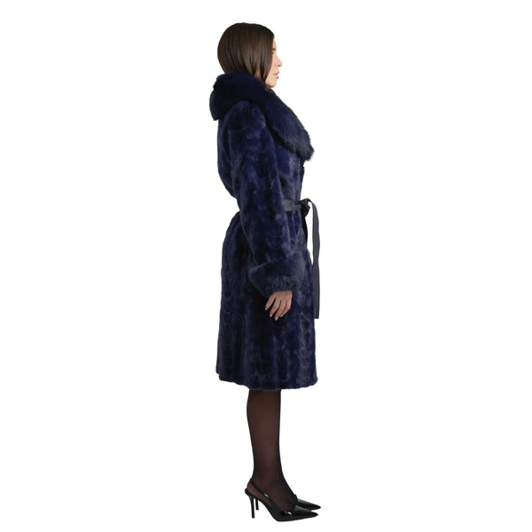 Mink Full Length Coat with Fox Fur Trim