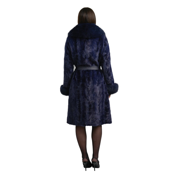 Mink Full Length Coat with Fox Fur Trim
