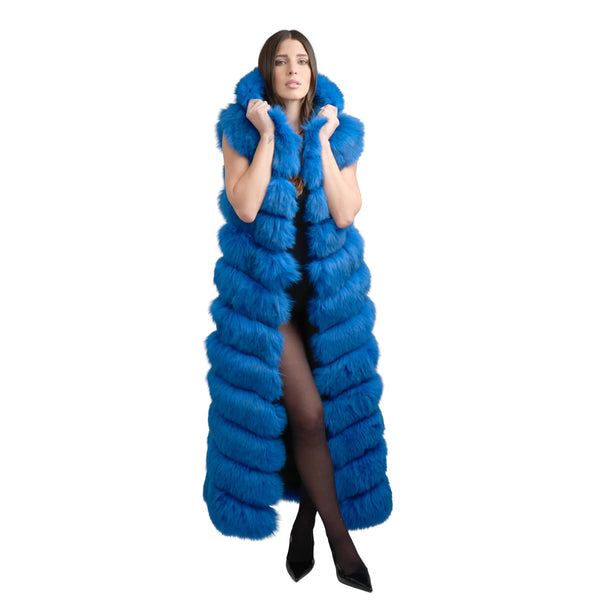Full Length Fox Fur Chevron-Cut Vest
