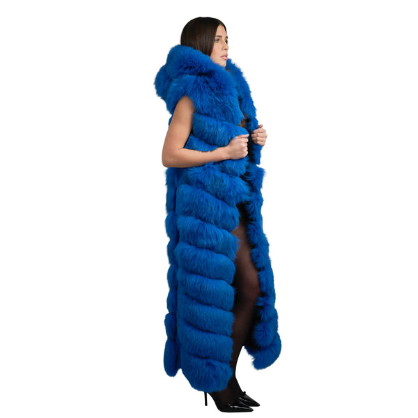 Full Length Fox Fur Chevron-Cut Vest