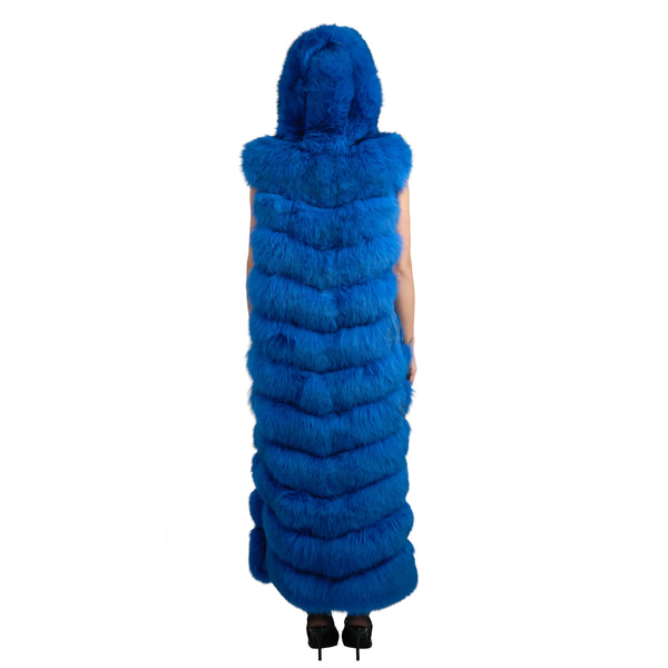 Full Length Fox Fur Chevron-Cut Vest