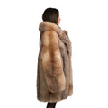 3/4 Women Full Skin Fox Fur Stroller Coat