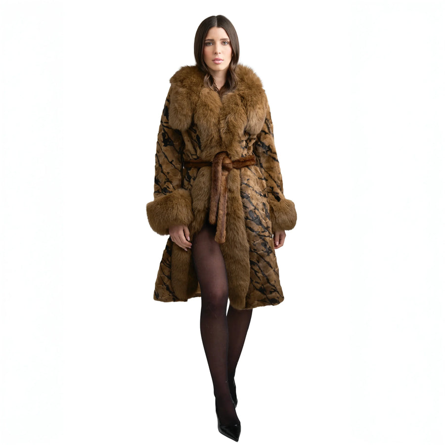 Mink Three Quarter Coat with Fox Trim