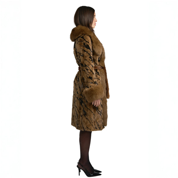 Mink Three Quarter Coat with Fox Trim