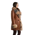 3/4 Shearling with Fox Trimming and Belt