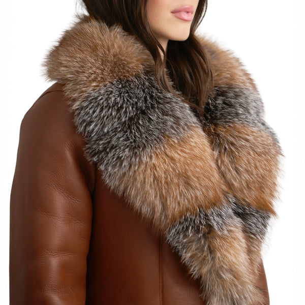 3/4 Shearling with Fox Trimming and Belt