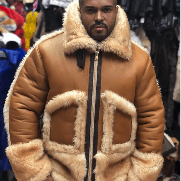 Tan Colored Shearling Jacket With Big Pockets