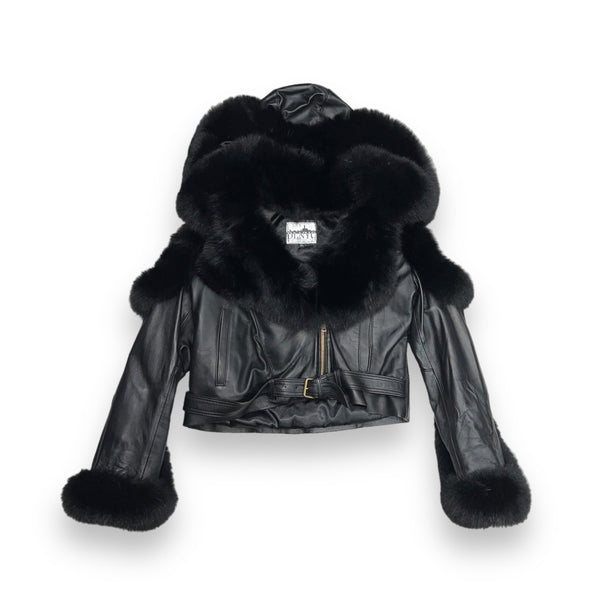 Black Leather Biker Shearling