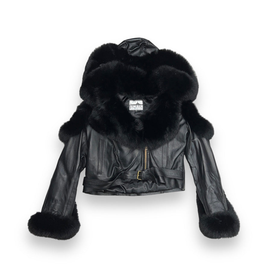 Black Leather Biker Shearling
