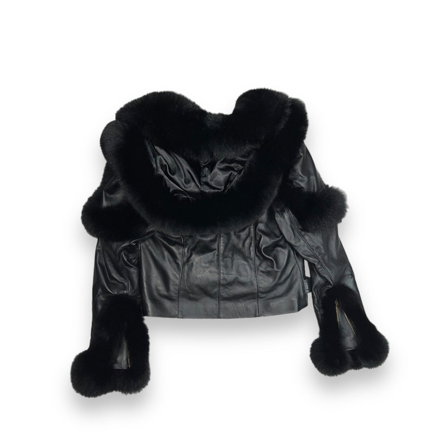 Black Leather Biker Shearling