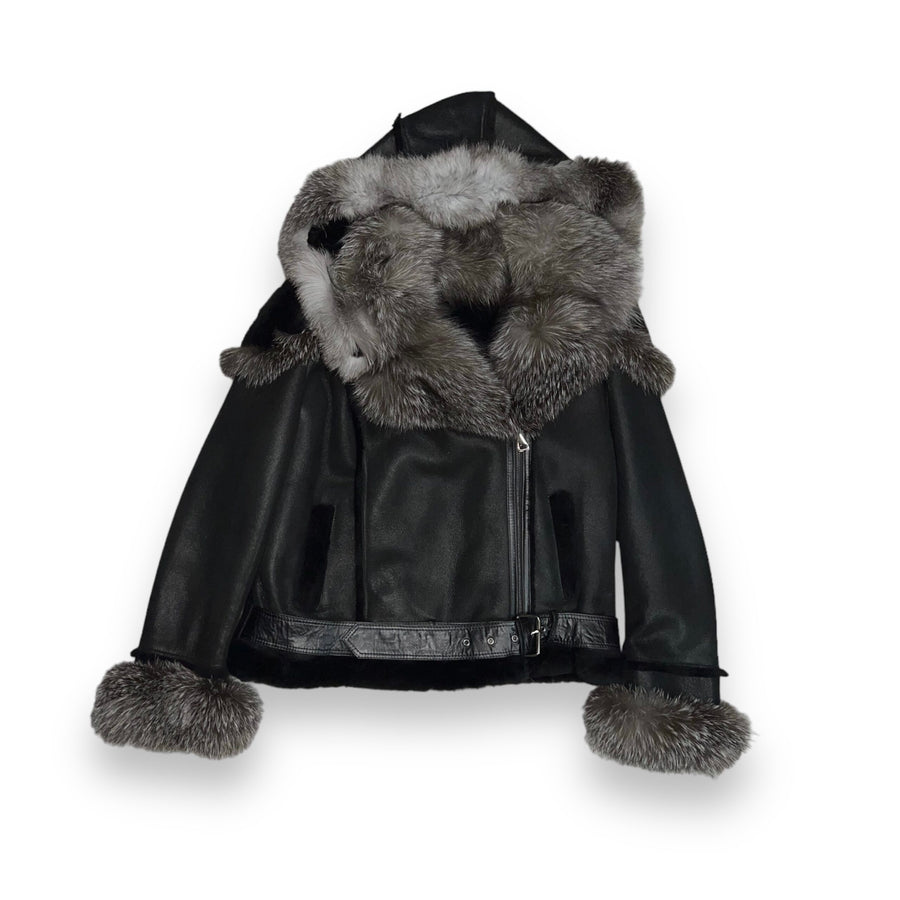 Women's Biker Shearling with Fox Collar