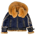 Ribbed Biker Shearling with Fox Collar