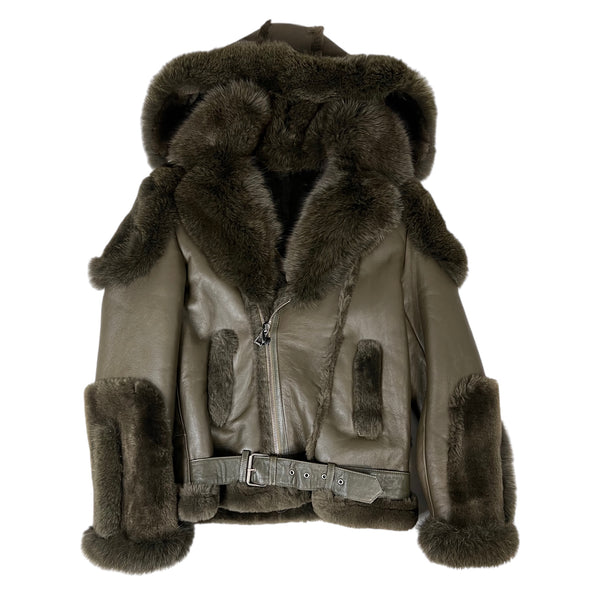 Biker Shearling with Fox Collar