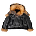 Leather Biker Shearling with Fox Collar