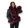 Black and Burgundy Short Shearling with Fox
