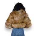 Layered Fox Cropped Bolero with Hood