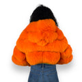 Layered Fox Cropped Bolero with Hood