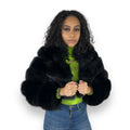 Layered Fox Cropped Bolero with Hood
