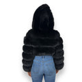 Layered Fox Cropped Bolero with Hood