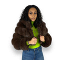 Layered Fox Cropped Bolero with Hood