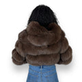 Layered Fox Cropped Bolero with Hood