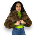 Layered Fox Cropped Bolero with Hood