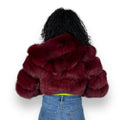 Layered Fox Cropped Bolero with Hood