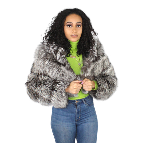 Layered Fox Cropped Bolero with Hood
