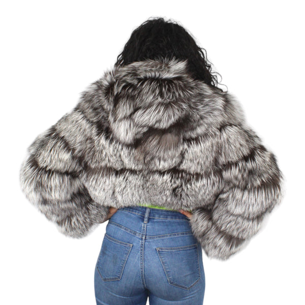 Layered Fox Cropped Bolero with Hood