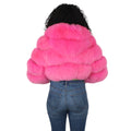 Layered Fox Cropped Bolero with Hood