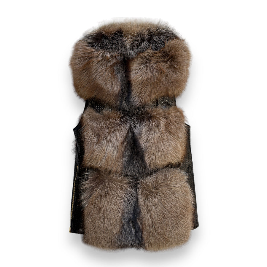 Golden Leather and Fox 3/4 Vest