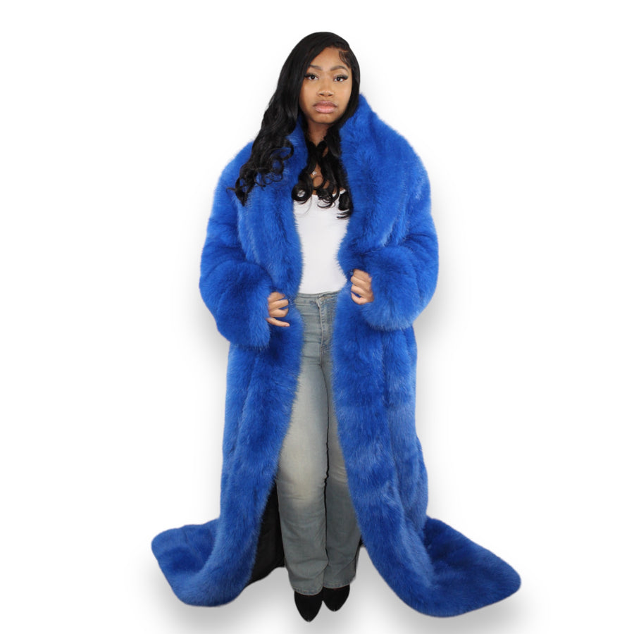 Faux Full Length Dragging Coat