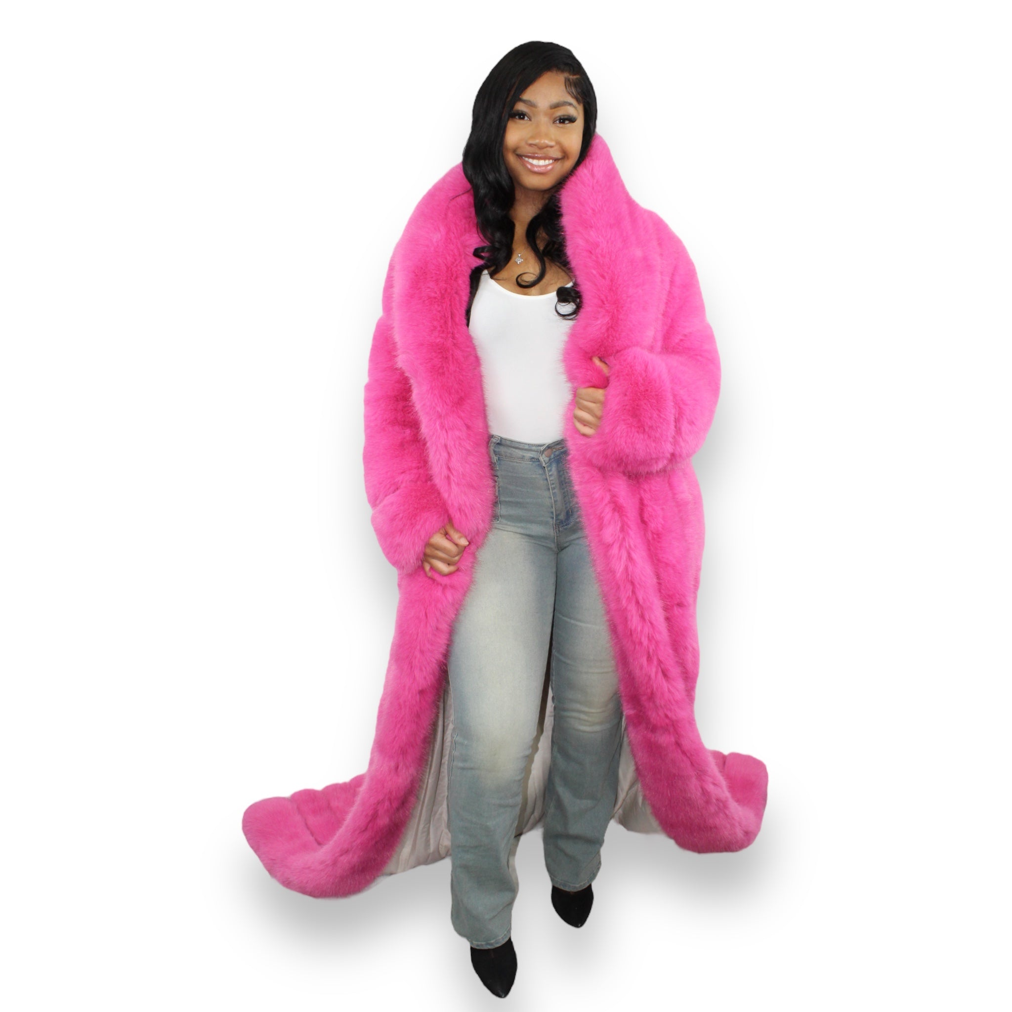 Faux Full Length Dragging Coat – Daniel's Leather