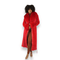 Mink Tails Trench Coat with Natural Fox Collar