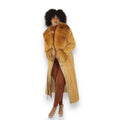 Mink Tails Trench Coat with Natural Fox Collar