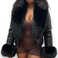 Cropped Short Shearling with Real Fox Trimming
