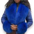 Cropped Short Shearling with Real Fox Trimming