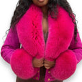 Cropped Short Shearling with Real Fox Trimming