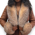 Cropped Short Shearling with Real Fox Trimming