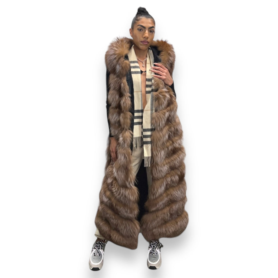 Full Length Fox Vest with Hood
